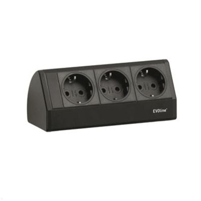 EVOline Dock small 3-fach Steckdose ohne Zwinge, schwarz