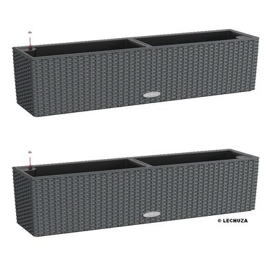 2er - Set LECHUZA® Blumenkasten Balconera Cottage 80 Granit