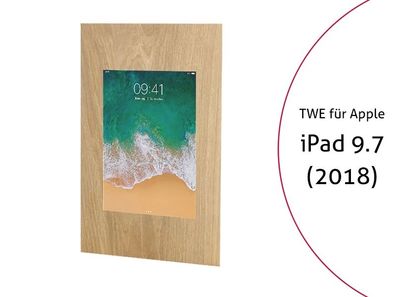 TabLines TWE062O Tablet Wandeinbau für Apple iPad 9.7 (2018), Eiche