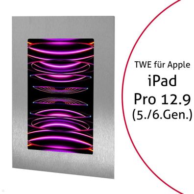 TabLines TWE098E Tablet Wandeinbau für Apple iPad Pro 12.9 (5./6. Gen.), Edelsta