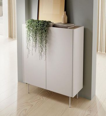 BETTSO Zweitürige Hohe Kommode auf Metallbeine COLOR 97 x 122 cm Beige Hellbeige