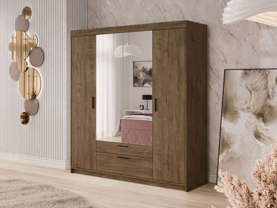 Kleiderschrank Elena 4D mit Spiegel Drehtürenschrank Schrank Modern Kollektion