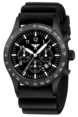 KHS Herren-Solaruhr Platoon Chronograph Schwarz Plabssc. DB