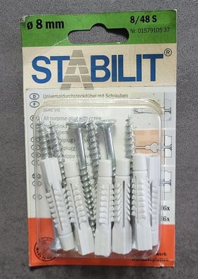 Stabilit Universal-Durchsteckdübel 8/48 S mit Schrauben, Art. Nr: 0108184