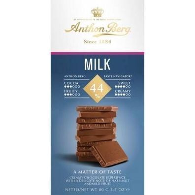 Anthon Berg Milchschokolade 44% - 80 g aus Dänemark