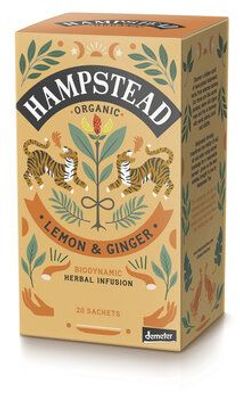 Hampstead Tea 3x Organic Demeter Lemon Ginger Infusion 30g