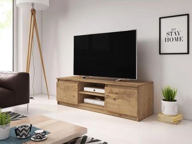 Holz TV-Ständer 120x38 Akram für TVs bis zu 55" TV-Unterschrank braun NEU