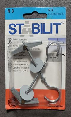 Stabilit Federklappdübel N3, Art. Nr: 0108476 für Wandbauplatten m. Haken. 2Stk