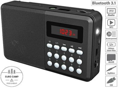 NEU Bluetooth Taschen Radio mp3 Player mit Display für USB micro SD Karte Akku