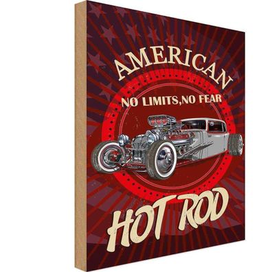 vianmo Holzschild 30x40cm Hot Rod No Limits Fear Auto Deko Geschenk