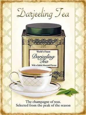 vianmo Holzschild 30x40cm Darjeeling Tea champagne of teas Tee Deko Geschenk