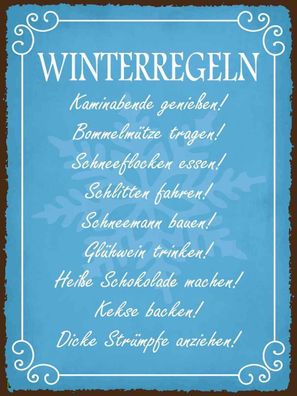 vianmo Holzschild 30x40cm Winterregel Kaminabende Glühwein Deko Geschenk