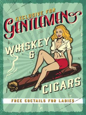 vianmo Holzschild 30x40cm Pinup Exlusive Gentleman Whiskey Deko Geschenk