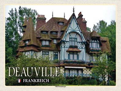 vianmo Holzschild 40x30cm Deauville Frankreich Villa Strassburger Deko Geschenk