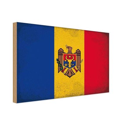 vianmo Holzschild 40x30cm Flagge Moldau Deko Geschenk