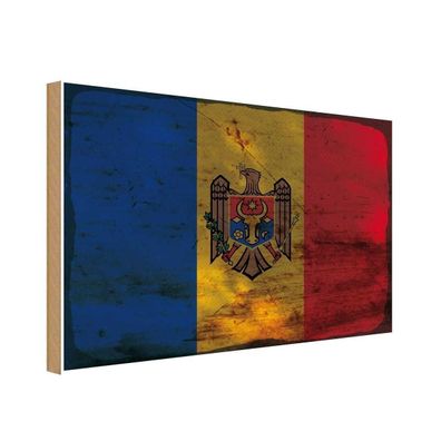 vianmo Holzschild 40x30cm Flagge Moldau Deko Geschenk