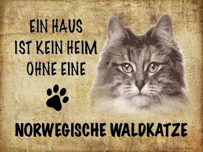 vianmo Holzschild 40x30cm Norvegische Waldkatze Katze Deko Geschenk