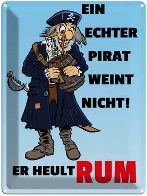 vianmo Blechschild 30x40cm Ein echter Pirat weint nicht Deko Geschenk