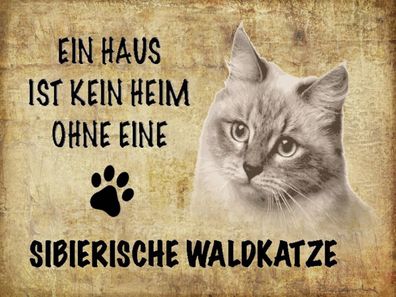 vianmo Holzschild 40x30cm Sibirische Waldkatze Katze Deko Geschenk