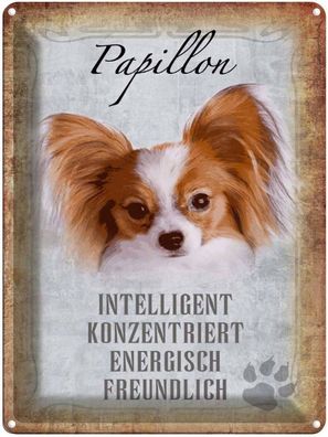 vianmo Blechschild 30x40cm Papillon Hund Deko Geschenk