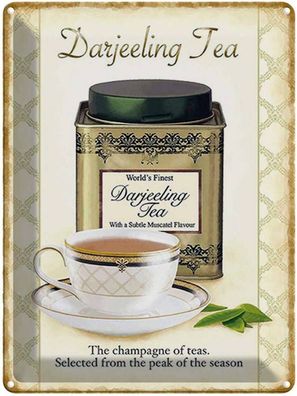 vianmo Blechschild 30x40cm Darjeeling Tea champagne of teas Tee Deko Geschenk