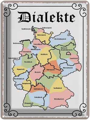 vianmo Blechschild 30x40cm Dialekte Karte Bundesländer Deko Geschenk