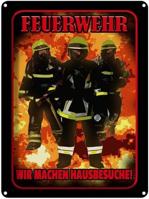 vianmo Blechschild 30x40cm Feuerwehr wir machen Hausbesuche Deko Geschenk