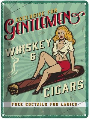 vianmo Blechschild 30x40cm Pinup Exlusive Gentleman Whiskey Deko Geschenk