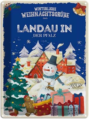 vianmo Blechschild 30x40cm Weihnachtsgrüße Landau In Der Pfalz Deko Geschenk