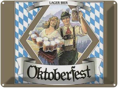 vianmo Blechschild 40x30cm Oktoberfest Lager Bier Bayern Deko Geschenk