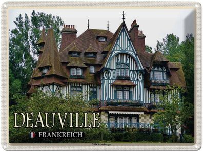 vianmo Blechschild 40x30cm Deauville Frankreich Villa Strassburger Deko Geschenk