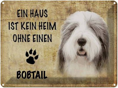 vianmo Blechschild 40x30cm Bobtail Hund ohne kein Heim Deko Geschenk