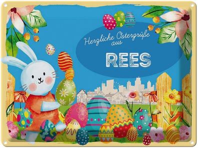 vianmo Blechschild 40x30cm Ostern Ostergrüße Rees Deko Geschenk