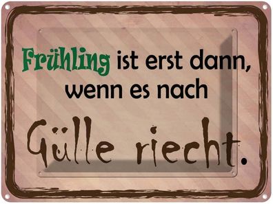 vianmo Blechschild 40x30cm Frühling ist wenn Gülle riecht Deko Geschenk