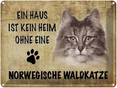 vianmo Blechschild 40x30cm Norvegische Waldkatze Katze Deko Geschenk