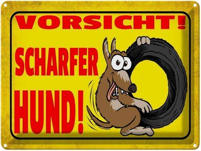 vianmo Blechschild 40x30cm Vorsicht Scharfer Hund Deko Geschenk