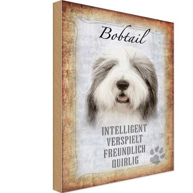 vianmo Holzschild 20x30cm Bobtail Hund verspielt Deko Geschenk