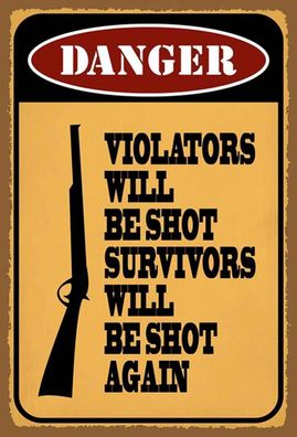 vianmo Holzschild 20x30cm danger violators will be shot Deko Geschenk