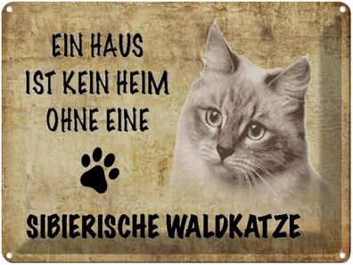 vianmo Blechschild 40x30cm Sibirische Waldkatze Katze Deko Geschenk