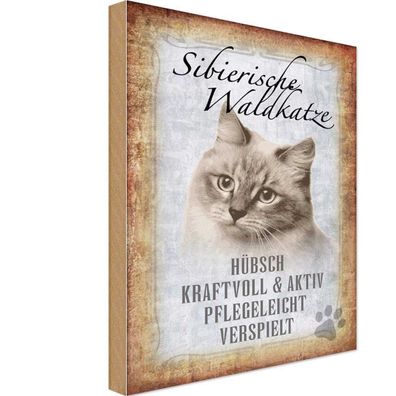 vianmo Holzschild 20x30cm Sibierische Waldkatze Katze Deko Geschenk