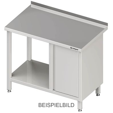 Arbeitstisch mit Grundboden, 1300x600x850 mm, mit Flügeltürschrank links, ohne