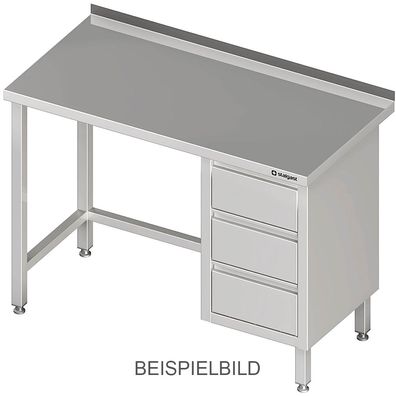 Arbeitstisch ohne Grundboden, 2300x700x850 mm, mit 3er Schubladenblock links, mit