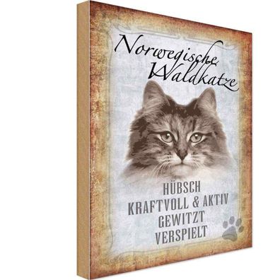 vianmo Holzschild 20x30cm Norvegische Waldkatze Katze Wanddeco Deko Geschenk