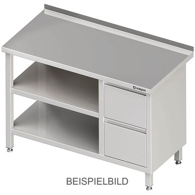 Arbeitstisch mit Grund- und Zwischenboden, 1500x600x850 mm, mit 2er Schubladenbloc