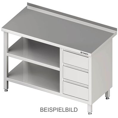 Arbeitstisch mit Grund- und Zwischenboden, 1400x600x850 mm, mit 3er Schubladenbloc