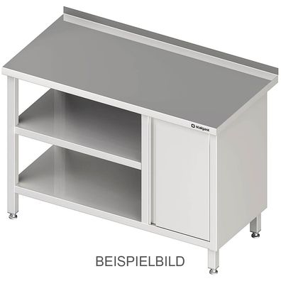 Arbeitstisch mit Grund- und Zwischenboden, 800x600x850 mm, mit Flügeltürschrank