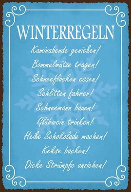 vianmo Holzschild 20x30cm Winterregel Kaminabende Glühwein Deko Geschenk