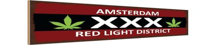 vianmo Holzschild 46x10cm Amsterdam XXX red light district Deko Geschenk