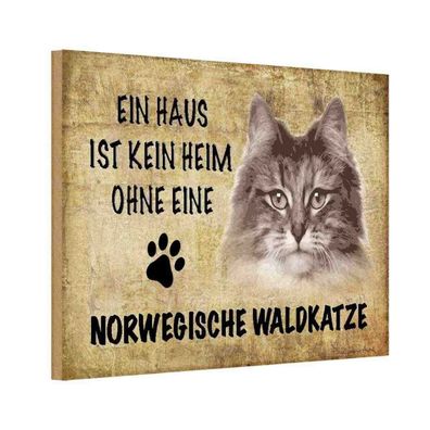 vianmo Holzschild 30x20cm Norvegische Waldkatze Katze Deko Geschenk