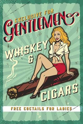 vianmo Holzschild 12x18cm Pinup Exlusive Gentleman Whiskey Deko Geschenk